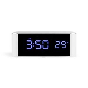 huismerk Home LED-spiegel Multifunctionele elektronische klok spiegel klok huishoudelijke thermometer (blauw woord)