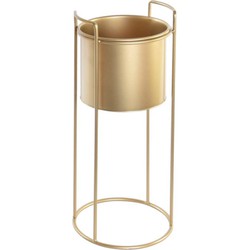 CASA DI ELTURO Bloempot Glamour Goud Rond met Standaard - Metaal - M - Ø 20 x H 50 cm