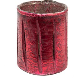 Clayre & Eef Glazen Theelichthouder Ø 9*11 cm Rood Glas Waxinelichthouder Windlichthouder