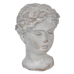 Clayre & Eef Decoratie Buste Vrouw 16*15*23 Cm Grijs Steen Decoratief
