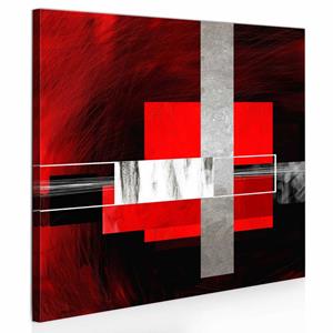 Karo-art Schilderij - Elegantie in rood, Rood/Grijs, 2 maten, Premium print op echt Italiaans canvas, Abstractie