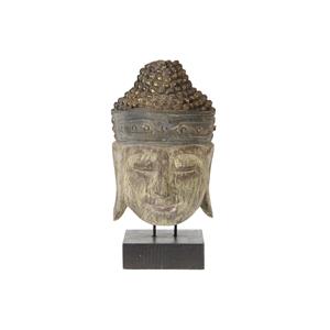 Dijk Natural Collections Boeddha Beeld Op Houten Voet-antiek Groen-20x10x39cm