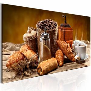 Karo-art Schilderij - Perfecte ochtend, ontbijt, koffie, 1 luik, Multikleur, 3 maten, Premium print op echt Italiaans canvas, keuken