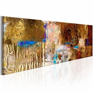 Karo-art Schilderij - Golden Structure , goud look, premium print op echt Italiaans canvas, in 3 maten, prachtig in woonkamer en slaapkamer