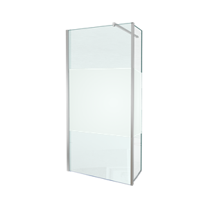 Balmani Move inloopdouche met beweegbare zijwand 100 x 200 cm helder glas met matte strook glanzend chroom profiel