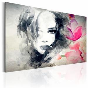 Karo-art Schilderij - Mysterious Look, Grijs/Roze, premium print - Copy