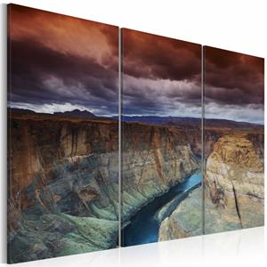 Karo-art Schilderij - Grand Canyon, Multi-gekleurd, wanddecoratie, 3luik, print op echt Italiaans canvas, in 3 maten, USA