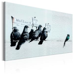 Karo-art Schilderij - Protesterende Vogels , Banksy - Copy