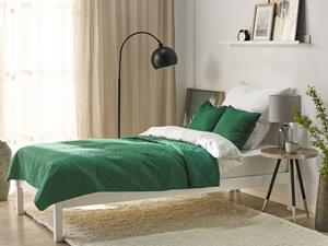 beliani Tagesdecken Set Grün aus Polyester 3-teilig mit 2 Dekokissen mit geprägtem Zopfmuster 160 x 220 cm Bettüberwurf für Doppelbett Schlafzimmer - Grün