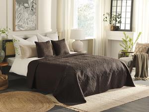 Beliani - Tagesdecken Set Braun mit Füllung Polyester 200 x 220 cm mit geprägtem Muster Bettüberwurf Dekorativ Doppelbett Schlafzimmer modernes