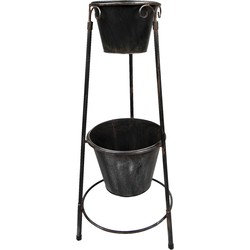 Clayre & Eef Bloempot 79 cm Zwart Ijzer Plantenstandaard Plantenhouder Plantenbak