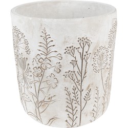 Clayre & Eef Bloempot Ø 20*21 cm Beige Steen Rond Plantenpot Decoratie Pot