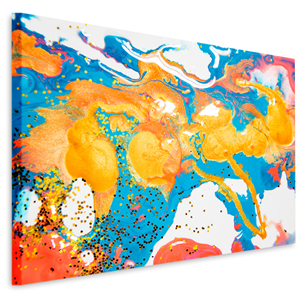 Karo-art Schilderij - Abstract Acrylverf , Multikleur, Premium print, wanddecoratie in 2 maten, eyecatcher