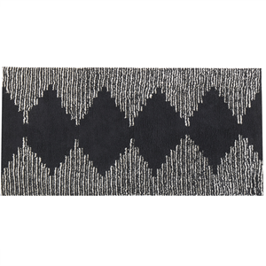 beliani Läufer Baumwolle schwarz / weiß geometrisches Muster 80x150 cm Kurzflor Bathinda - Schwarz