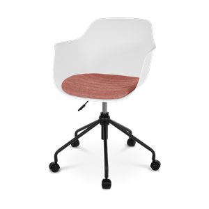 Nolon Nout bureaustoel wit met armleuningen en terracotta rood zitkussen - zwart onderstel