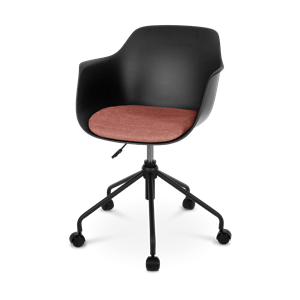 Nolon Nout bureaustoel zwart met armleuningen en terracotta rood zitkussen - zwart onderstel