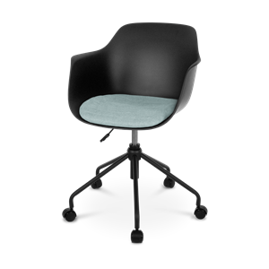 Nolon Nout bureaustoel zwart met armleuningen en zacht groen zitkussen - zwart onderstel