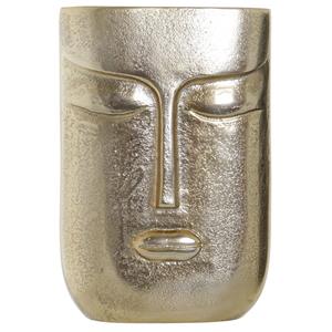 Items Bloemenvaas goud van aluminium met gezicht 15 x 6 x 23 cm - Stijlvolle bloemen of takken vaas voor binnen
