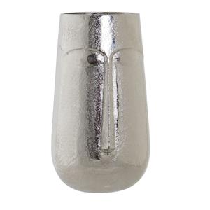 Items Bloemenvaas zilver van aluminium met gezicht 16 x 6 x 28 cm - Stijlvolle bloemen of takken vaas voor binnen