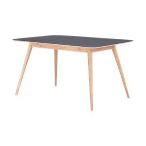 Gazzda Stafa table houten eettafel whitewash - met linoleum tafelblad nero - 200 x 90 cm