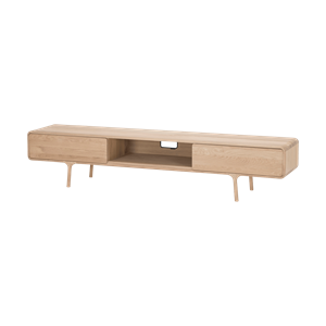 Gazzda Fawn lowboard 2 drawers houten tv meubel whitewash - 220 x 45 cm