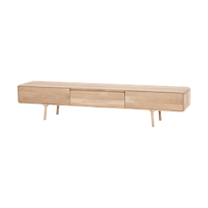 Gazzda Fawn lowboard 3 drawers houten tv meubel whitewash - 220 x 45 cm