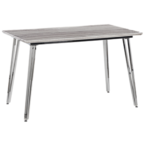 Beliani - Esstisch Rechteckige Tischplatte in Marmor Optik 120 x 70 cm Eisenbeine in Silber mit Schutzkappen Modern Esszimmer Küche - Weiß