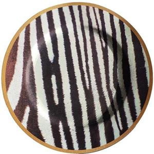 Merkloos Decoratie Bord Met Zebra Motief Beau - Wit / Zwart - Kunststof - Vò 33 Cm