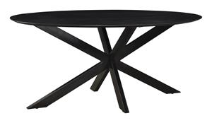 LivingFurn Ovale Eettafel Oslo Acaciahout en staal - Zwart, 160 x 90cm