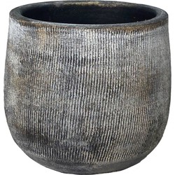 HS Potterie Bloempot Miami Zwart - Cement - Bloempot Zwart Miami D16 x H14