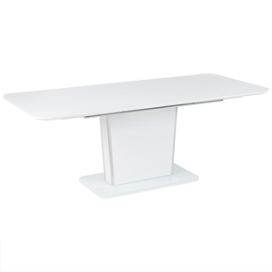 Beliani - Esstisch Weiß/Silber MDF-Platte 160/200 x 90 cm Ausziehbar für 6 Personen Rechteckig Sicherheitsglas mit breitem Sockel Modern Küche