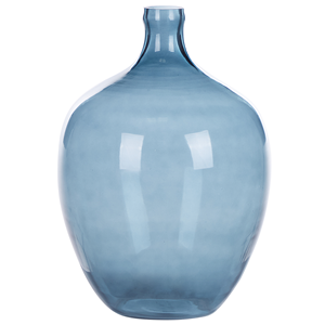 Beliani - Blumenvase Blau / Transparent 39 cm aus Glas mit glänzender Oberfläche Wohnartikel Wohnung Zubehör Dekogefäß Rund Moderner Glamouröser Stil