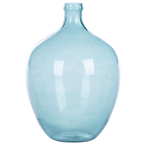 Beliani - Blumenvase Hellblau / Transparent 39 cm aus Glas mit glänzender Oberfläche Wohnartikel Wohnung Zubehör Dekogefäß Rund Modern Glamourös
