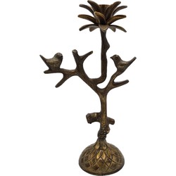 Deco4yourhome Kandelaar - Bird - Vogel - Palmboom - 41cm - Goud - Antique Gold