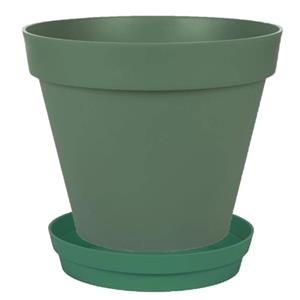 Eda Bloempot Toscane Kunststof Donkergroen D30 X H26 Cm Inclusief Onderschaal D23 Cm - Plantenpotten