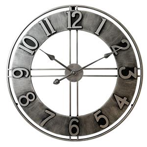 Lw Collection Wandklok Becka grijs zilver 60cm - Wandklok modern - Stil uurwerk - Industriële wandklok