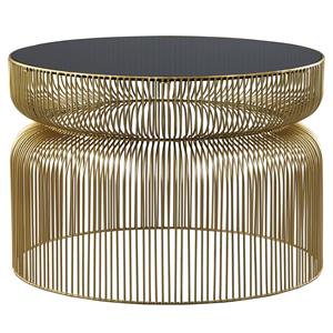 Womo-design Salontafel Ø 70x48 cm goud/zwart metaal en glas 