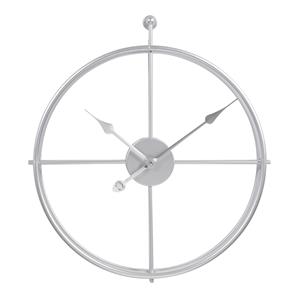 Lw Collection Wandklok Alberto zilver 42cm - Wandklok modern - Stil uurwerk - Industriële wandklok
