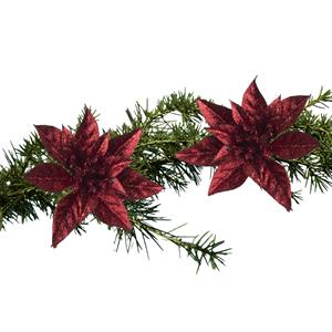 Cosy and Trendy 2x Stuks Kerstboom Decoratie Glitter Bloemen Op Clip 8 Cm - Kunstbloemen