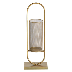 Beliani - Kerzenständer Gold Eisen 53 cm Oval Windlicht mit Metallzylinder Lochmuster Handgefertigt Glamourös Tischdeko Accessoire Deko Haushalt &