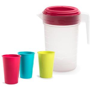 Forte Plastics Water/limonade Schenkkan 2 Liter Met 12x Kunststof Glazen Voordeelset chenkkannen