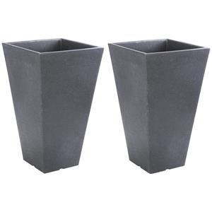 2x Antraciet grijze bloempotten 35 cm - Donker grijze plantenpotten 35 cm