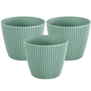 Prosperplast Pakket van 5x stuks plantenpot/bloempot kunststof dia 16 cm en hoogte 13 cm in het mintgroen voor binnen/buiten