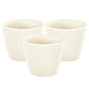 Prosperplast Pakket van 5x stuks plantenpot/bloempot kunststof dia 16 cm en hoogte 13 cm in het creme wit voor binnen/buiten