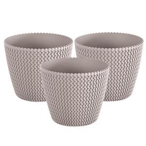 Prosperplast Pakket van 5x stuks plantenpot/bloempot kunststof dia 16 cm en hoogte 13 cm in het beige/taupe voor binnen/buiten