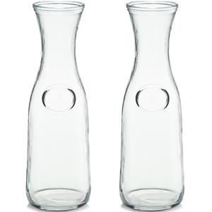 Zeller 2x Glazen karaffen 1000 ml -  - Keukenbenodigdheden - Tafel dekken - Koude dranken serveren - Karaffen/schenkkannen zonder dop