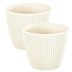 Prosperplast Pakket van 4x stuks plantenpot/bloempot kunststof dia 16 cm en hoogte 13 cm in het creme wit voor binnen/buiten