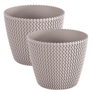 Prosperplast Pakket van 4x stuks plantenpot/bloempot kunststof dia 16 cm en hoogte 13 cm in het beige/taupe voor binnen/buiten