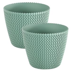 Prosperplast Pakket van 4x stuks plantenpot/bloempot kunststof dia 16 cm en hoogte 13 cm in het mintgroen voor binnen/buiten