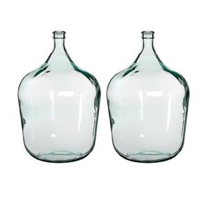 Mica Decorations 2x Stuks Fles Vazen Diego 40 X 56 Cm Transparant Gerecycled Glas - Vazen